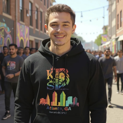 KINGDOM STRONG ATLANTA GA, RAINBOW LIMITED EDITION LOGO WITH BLOOD TEAR LUX HEAVYWEIGHT HOODED SWEATSHIRT