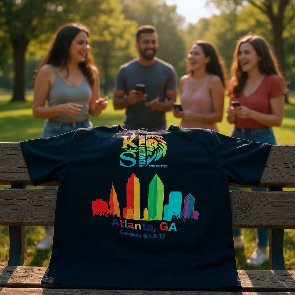 KINGDOM STRONG ATLANTA GA, RAINBOW STREETWEAR LIMITED EDITION LOGO WITH BLOOD TEAR HEAVYWEIGHT T-SHIRT