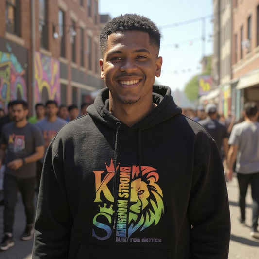 KINGDOM STRONG RAINBOW EDITION LOGO WITH BLOOD TEAR HEAVYWEIGHT LUX HOODED SWEATSHIRT