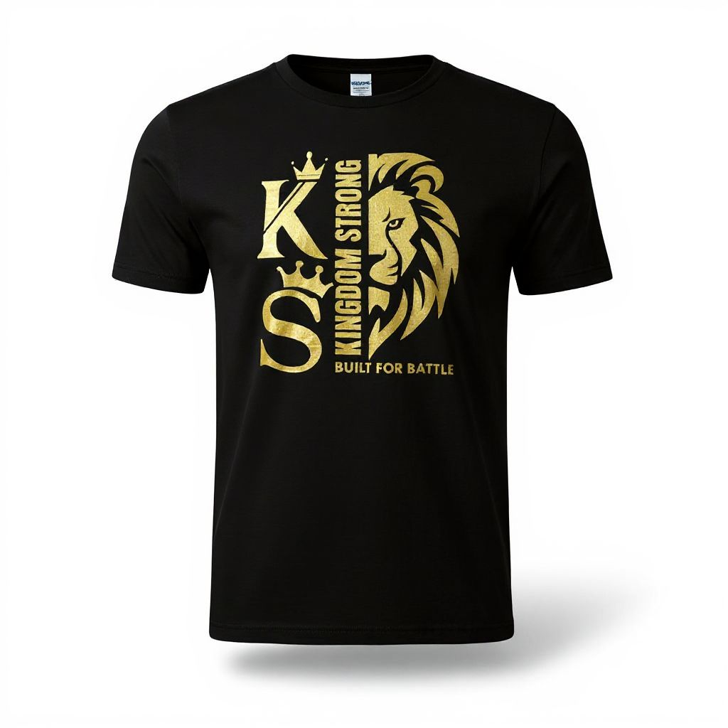KINGDOM STRONGS "BUILT FOR BATTLE" SIGNATURE ULTRA T-SHIRT WITH METALLIC GOLD LOGO