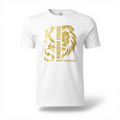 KINGDOM STRONGS "BUILT FOR BATTLE" SIGNATURE ULTRA T-SHIRT WITH METALLIC GOLD LOGO