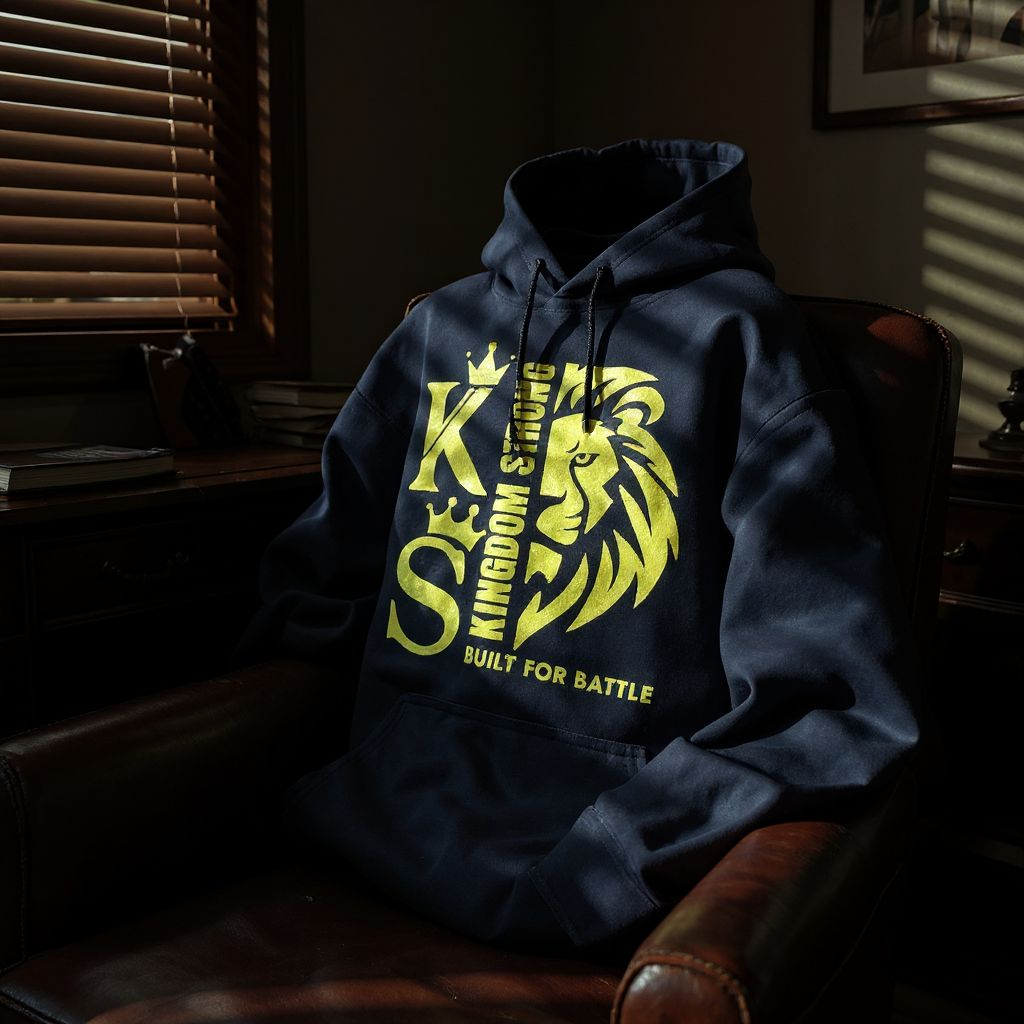 KINGDOM STRONG "BUILT FOR BATTLE" MID WEIGHT SIGNATURE HOODIE WITH METALLIC GOLD LOGO