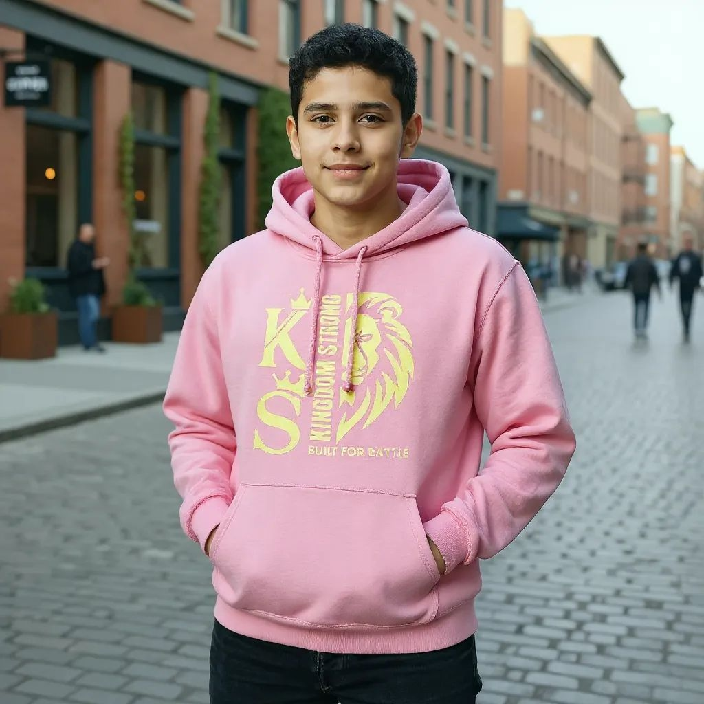 KINGDOM STRONG "BUILT FOR BATTLE" HEAVY SIGNATURE HOODIE METALIC GOLD LION LOGO