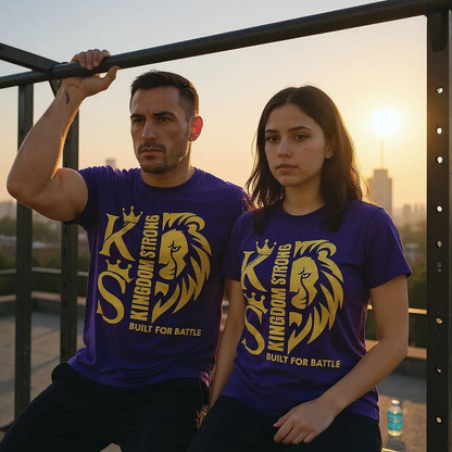 KINGDOM STRONGS "BUILT FOR BATTLE" SIGNATURE SOFT STYLE T-SHIRT WITH METALLIC GOLD LOGO