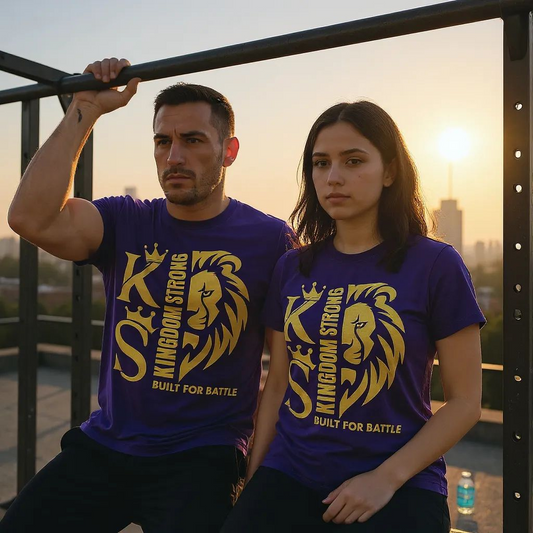 KINGDOM STRONGS "BUILT FOR BATTLE" SIGNATURE SOFT STYLE T-SHIRT WITH METALLIC GOLD LOGO