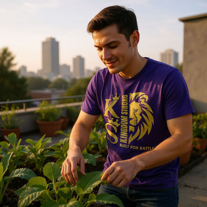 KINGDOM STRONGS "BUILT FOR BATTLE" SIGNATURE ULTRA T-SHIRT WITH METALLIC GOLD LOGO