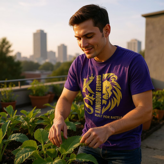 KINGDOM STRONGS "BUILT FOR BATTLE" SIGNATURE ULTRA T-SHIRT WITH METALLIC GOLD LOGO